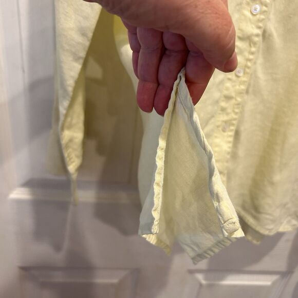 Talbots Pure Irish Linen Citrine‎ Yellow Button Front Top Womens Size 16 - Picture 4 of 5